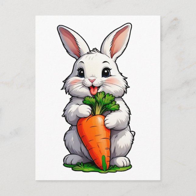 Rabbit Eating Carrot Postcard (Front)