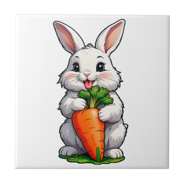 Rabbit Eating Carrot Tile (Front)