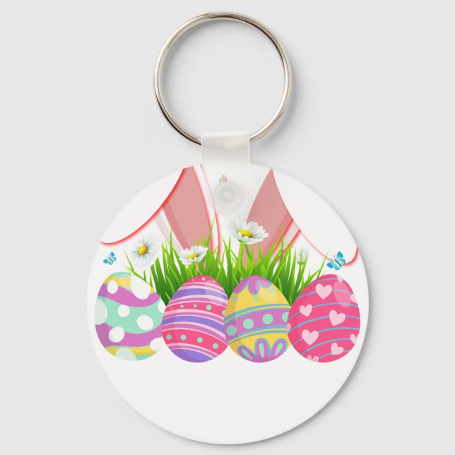 rabbit egg, retro, vintage keychain (Front)