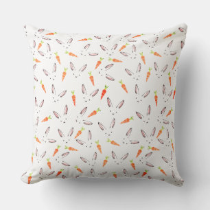Rabbit Face and Carrot Pattern, Easter, ZSSG Throw Pillow