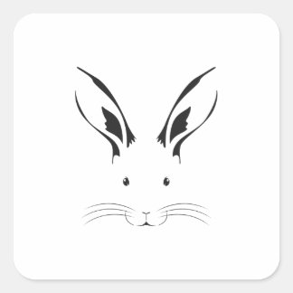 Rabbit Face Silhouette Square Sticker