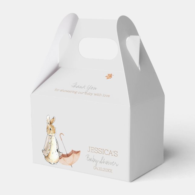 Rabbit Fall Elements Baby Shower Favor Box (Front Side)