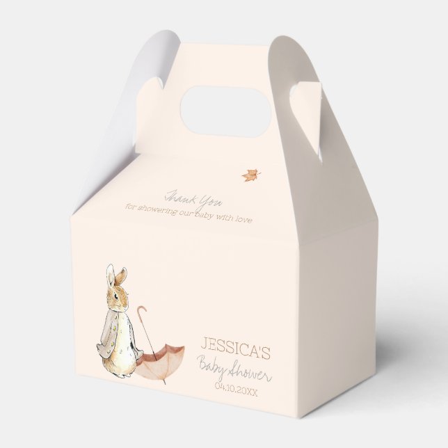 Rabbit Fall Elements Baby Shower Favor Box (Front Side)