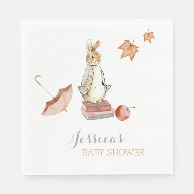 Rabbit Fall Elements Baby Shower Napkin (Front)