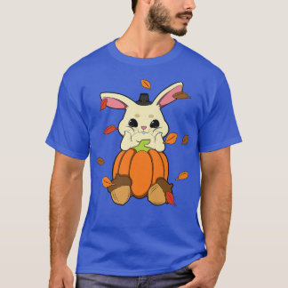 Rabbit Falling Leaves In Autumn Pumkin T-Shirt
