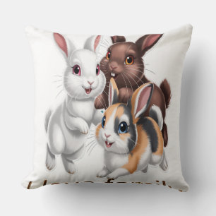 Rabbit family  throw pillow