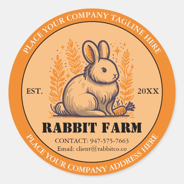 Rabbit Farming Custom Label Sticker (Front)