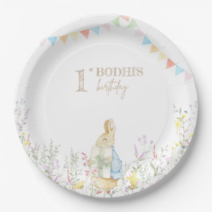 Rabbit First Birthday Paper Plate