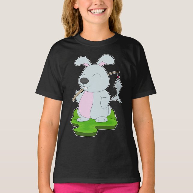 Rabbit Fisher Fish Fishing T-Shirt (Front)