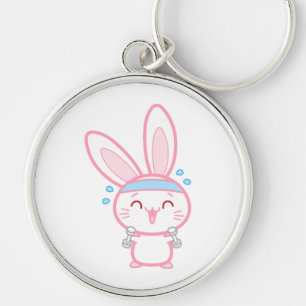 Rabbit, Fitness, Cartoon Keychain