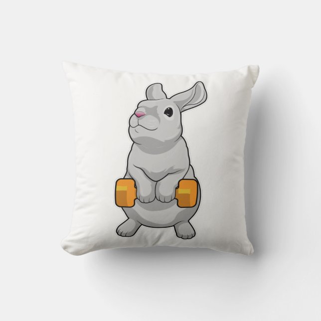 Rabbit Fitness Dumbbell Throw Pillow (Front)