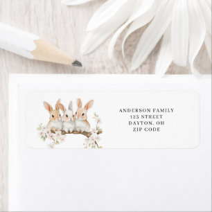 Rabbit Floral Watercolor Easter Return Address