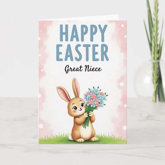 Rabbit Flower Pattern Easter Card (Front)
