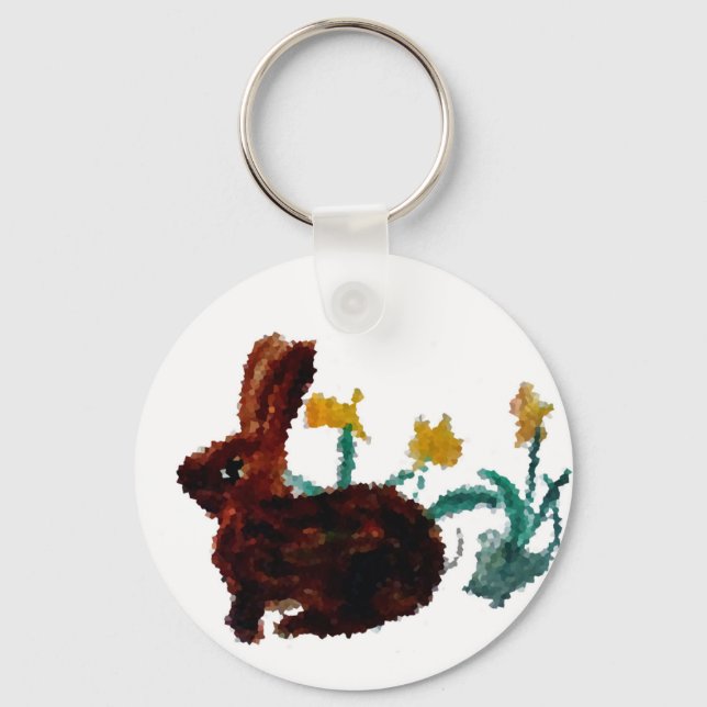 Rabbit Flowers Nature Keychain (Front)