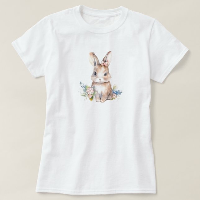 Rabbit Flowers T-Shirt (Design Front)