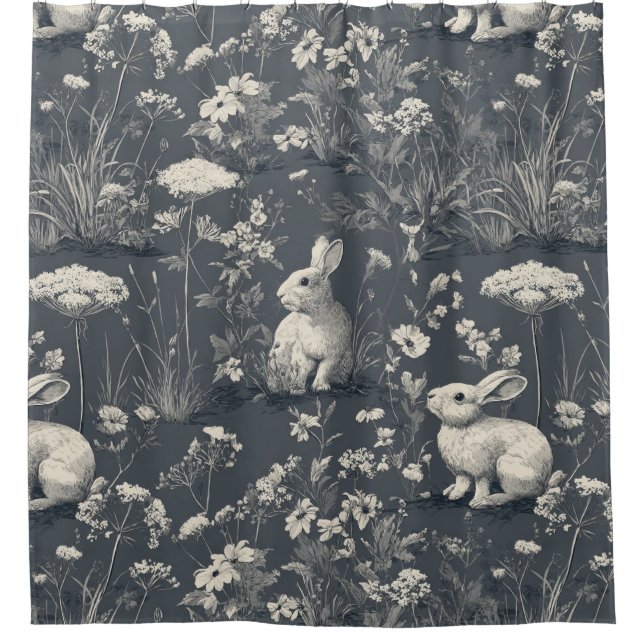 Rabbit Garden Botanical Black Toile Pattern (Front)