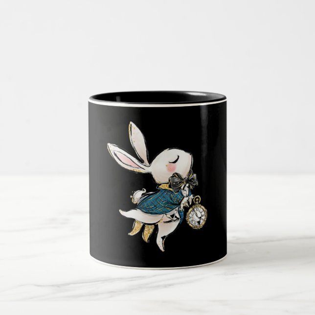 Rabbit Gift | Alice In Wonderland White Rabbit Two-Tone Coffee Mug (Center)