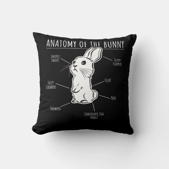 Rabbit Gift |Anatomy Of Bunny Cute Rabbit Pet Love Throw Pillow (Front)
