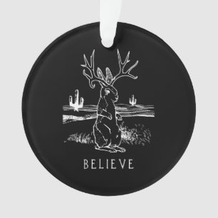 Rabbit Gift   Believe Jackalope Ornament