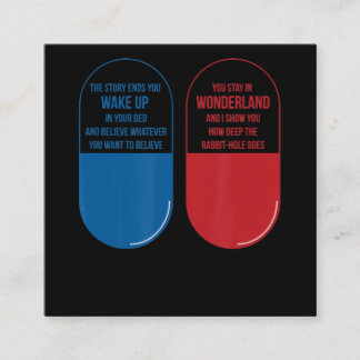 Rabbit Gift | Blue Pill Red Pill Wonderland Rabbit Square Business Card