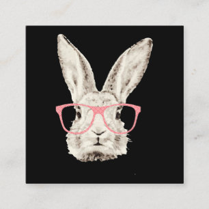 Rabbit Gift Cute Bunny Rabbit Pink Glasses Funny Square Business Card