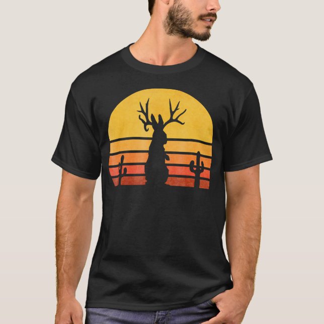 Rabbit Gift | Eighties Jackalope Cryptid Rabbit T-Shirt (Front)