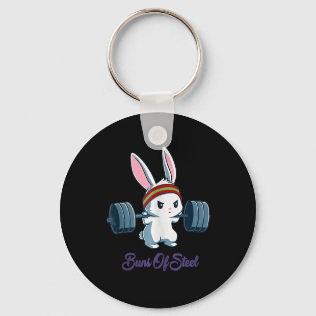 Rabbit Gift | Rabbit Lover Gym Workout Keychain (Front)