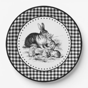 Rabbit Gingham Paper Plate