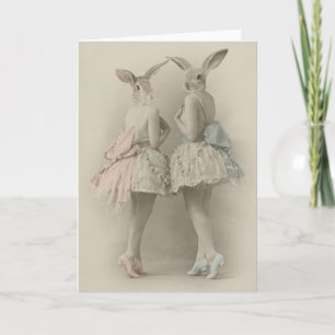 Rabbit girls greeting card