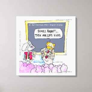 Rabbit Grammar Police Funny Canvas Print