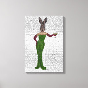 Rabbit Green Dress Canvas Print
