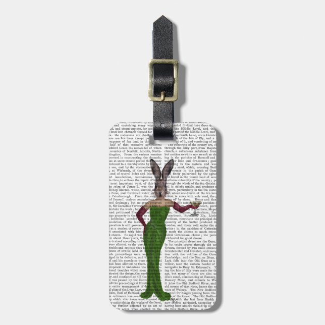 Rabbit Green Dress Luggage Tag (Front Vertical)