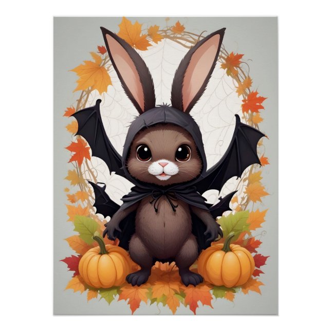 Rabbit Halloween Cute Adorable Funny Animal Magic Poster (Front)