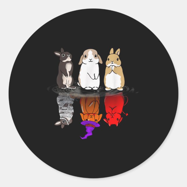 Rabbit Halloween Reflect Rabbit Halloween Mirror B Classic Round Sticker (Front)