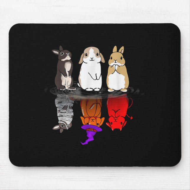 Rabbit Halloween Reflect Rabbit Halloween Mirror B Mouse Pad (Front)