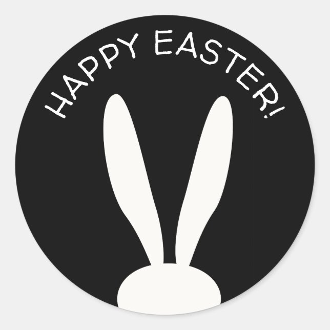 Rabbit Happy Easter Eggs Hunt Spring Party Modern Classic Round Sticker (Front)