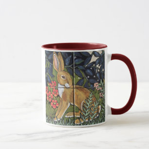 Rabbit Hare in Forest William Morris Style Mug
