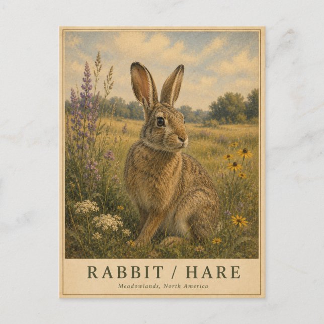 Rabbit Hare Meadowlands VINTAGE Postcard (Front)