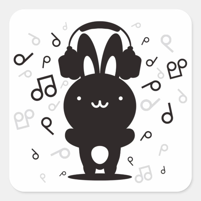 Rabbit_Headphones Square Sticker (Front)