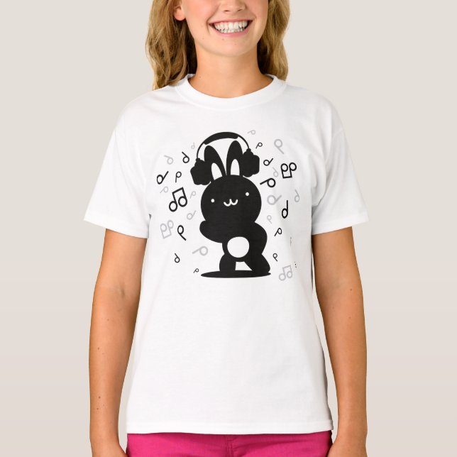 Rabbit_Headphones T-Shirt (Front)