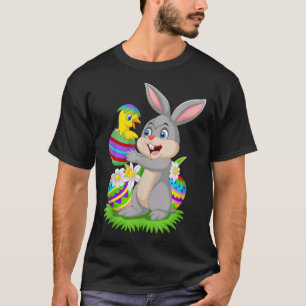 Rabbit Holding a Baby Chick Hatching from an Easte T-Shirt