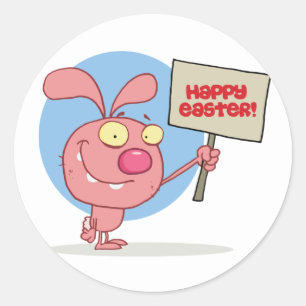 Rabbit Holding A Happy Easter Sign Stickers