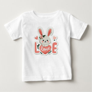 Rabbit Holding Heart Baby T-Shirt