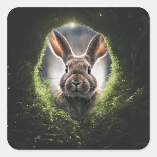 Rabbit Hole Bunny Cute Square Sticker