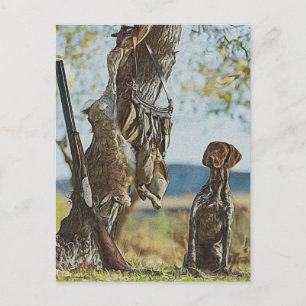 Rabbit hunting with GSP     Postcard
