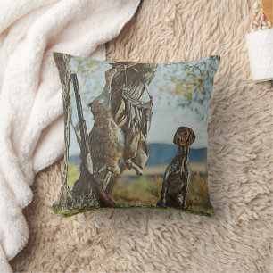 Rabbit hunting with GSP      Throw Pillow