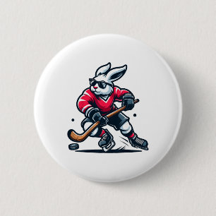 Rabbit Ice Hockey Bunny Easter Day 2 Inch Round Button