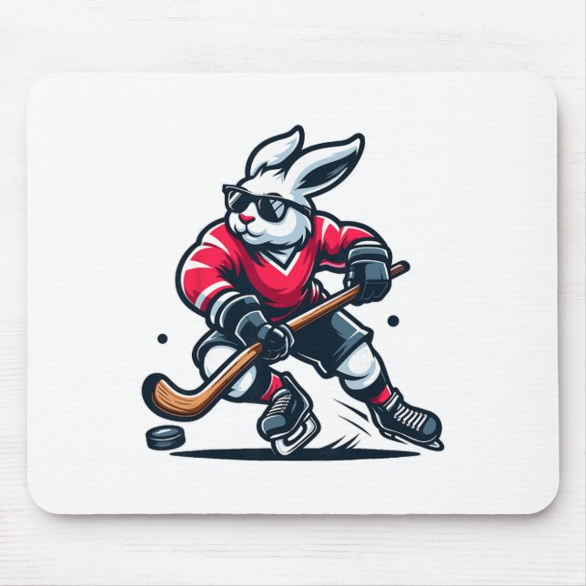 Rabbit Ice Hockey Bunny Easter Day  Mouse Pad (Front)