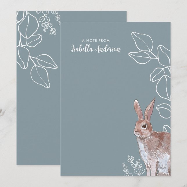 Rabbit Illustration Botanical Card (Front/Back)