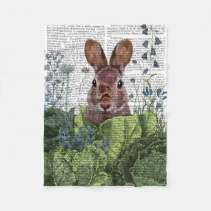 Rabbit in a Cabbage Patch Fleece Blanket
